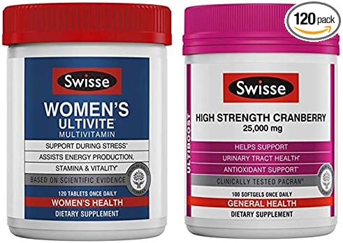 Swisse Women's Health 2-Pack Assortment: Ultivite Multivitamin (120 Count) / High Strength Cranberry (100 Count)