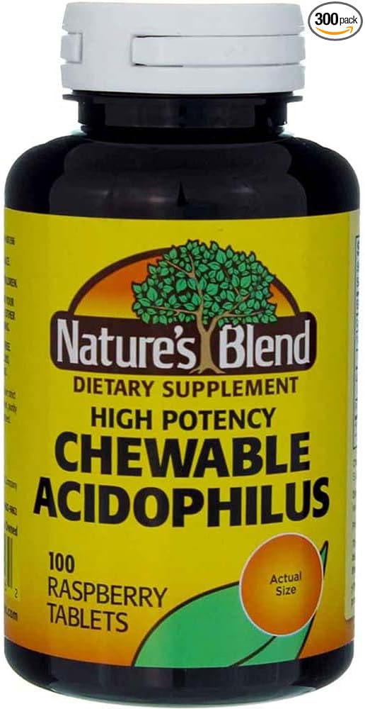 Nature's Blend Acidophilus Chewable Raspberry Flavor - 100 Tablets Pack of 3