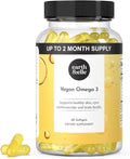 Earth &amp Elle Algae Omega 3 Supplement - Vegan Omega 3 - Omega 3 Vegan Supplement w/Algae Oil &amp Vegan DHA - Helps Support Heart &amp Brain Health 1000 mg Per Serving - No Fishy Aftertaste 60 S