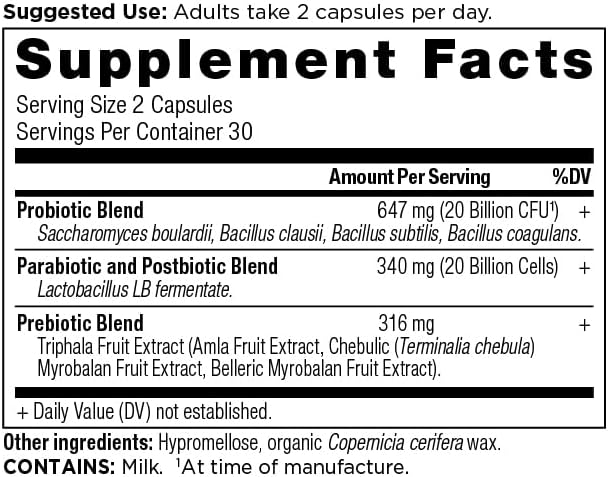 Ancient Nutrition SBO Probiotic Trinity Daily Care Probiotics for Digestive Health 40 Billion Blend of Prebiotics Probiotics Postbiotics and Parabiotics Reduces Occasional Bloating 60 Count