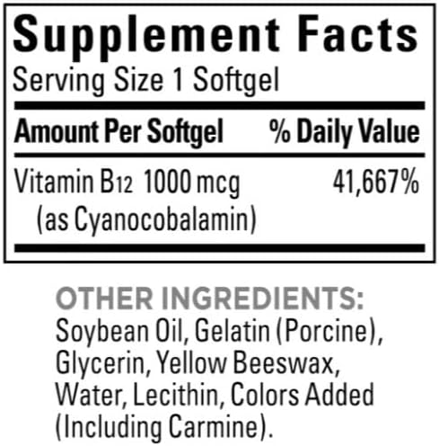 Nature Vitamin B12 1000 mcg – Energy and Metabolism Dietary Supplement 400 Softgels (Pack of 1)