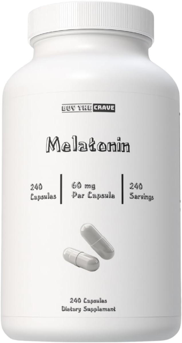 Melatonin 60mg - 240 Capsules - High Dose Melatonin for Adults - Extra Strength Sleep Support - Melatonin 60mg Adult Extra Strength Supplements