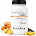 LivingRock Turmeric Curcumin 1300mg Triple Blend Formula with Ginger Black Pepper Quercetin Vitamin E &amp D3 Plant-Sourced Multi-Ingredient Complex 90 Vegan Capsules 30-Day Supply