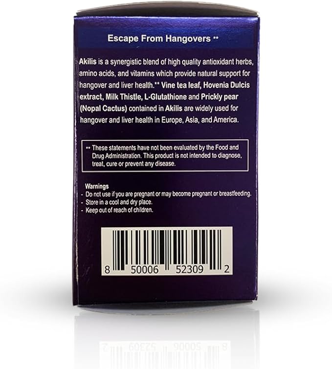 Akilis Liver Support Pills (100 Vegi Caps 33 Doses) – Boosts Recovery After Drinking for Better Mornings with Hovenia Dulcis (DHM) Milk Thistle Prickly Pear 16 Ingredients