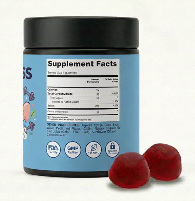 Creatine Monohydrate Gummies 5g Per Serving - Premium Muscle Builder for Men &amp Women Strength &amp Recovery Support - Delicious Tropical Flavor - 120 Count 30 Servings