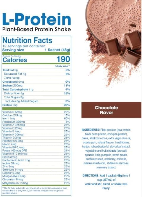 Prolon Longevity Plant Based Protein Powder | Muscle Synthesis &amp Repair Healthy Aging Boost Performance | Vitamins Gluten Free Amino Acids Antioxidants | 25g of Protein | Chocolate 12 Packet