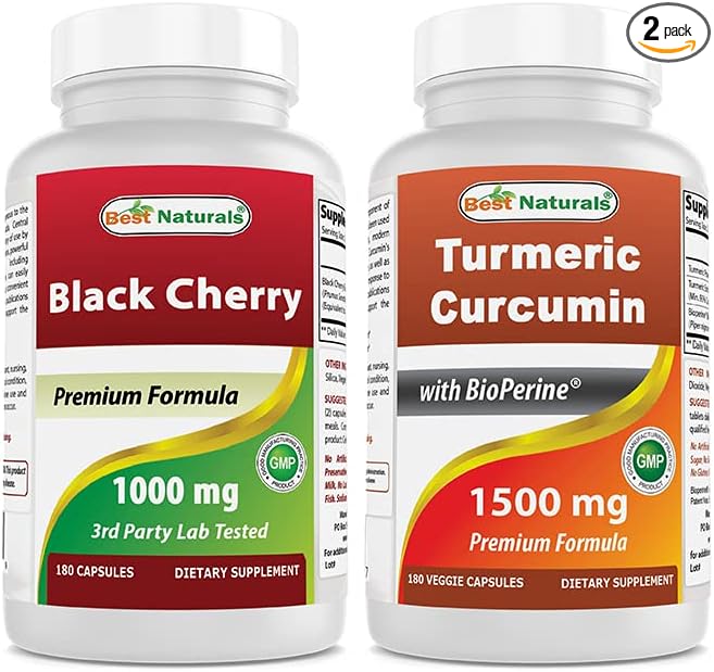 Black Cherry 1000 Mg &amp Turmeric Curcumin 1500mg/Serving with Bioperine
