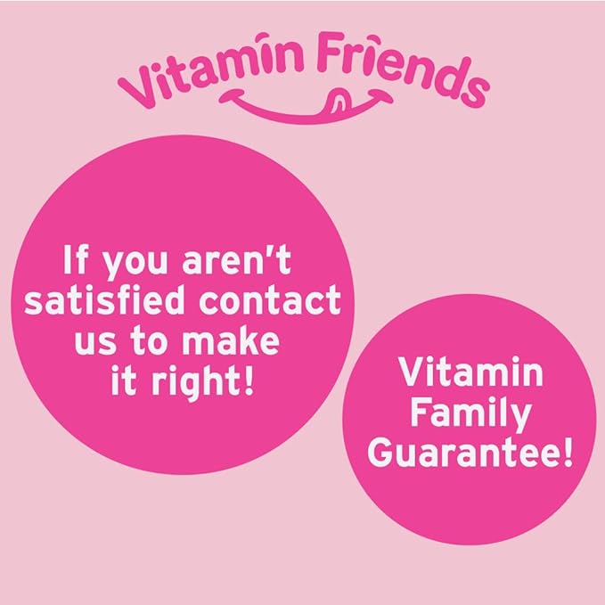 Vitamin Friends - Vegan Multivitamin &amp Iron for Kids - Daily Nutritional Support Gummies w/Ferrous Fumarate B-Complex Vitamin C Zinc Biotin - Body Function &amp Anemia - Strawberry (60 Day Su