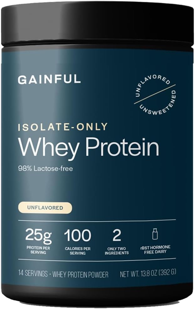 Gainful Whey Protein Isolate Powder 25g Clean Protein per Serving Unflavored Supports Lean Muscle and Recovery Virtually Lactose-Free No Artificial Ingredients Ultra Versatile 14 Servings