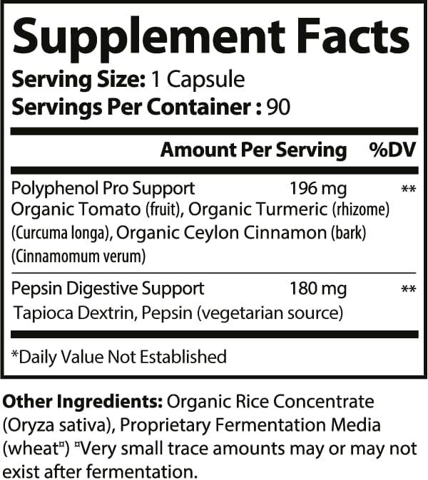 Acid Balance HCL Activator 90 Capsules Pepsin Digestive Enzyme Health Supplement Non-GMO Gluten-Free Vegan Nutrient Indegestion Support