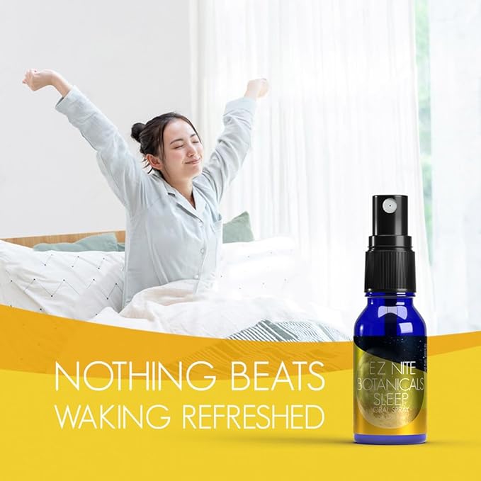 EZ Nite Sleep Botanicals Oral Spray Non-Melatonin Chamomile Passion Flower Extracts Magnesium Valerian Root L-Theanine Honey Lemon Flavor 30-Night Supply Non-GMO Gluten-Free Non-Habit Forming