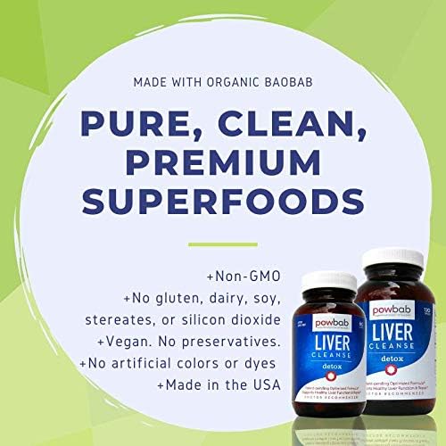 powbab Liver Cleanse Detox. #1 Patent-Pending Optimized Repair Formula. Liver Md Focus Research with Organic Baobab Beet Root Powder and Goji. Beats Milk Thistle Silymarin &amp Dandelion (120 capsu