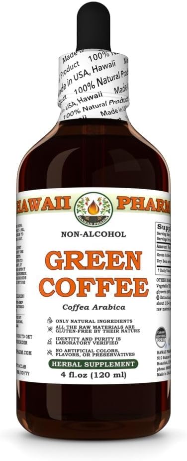Green Coffee (Coffea Arabica) Dry Bean Glycerite Made in Hawaii All Natural Vegan Lab Tested Alcohol-Free Liquid Extract - 4 fl.oz