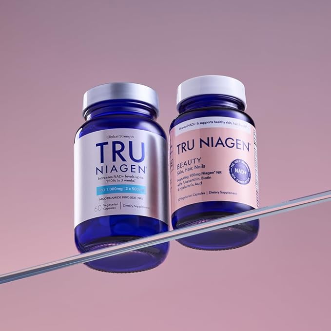 TRU NIAGEN 1000mg + Beauty Bundle. A Full-Spectrum Bundle for Clinical-Strength Daily NAD+ Support and targeted Beauty Actives for Healthy Skin Hair and Nails at the Cellular Level.