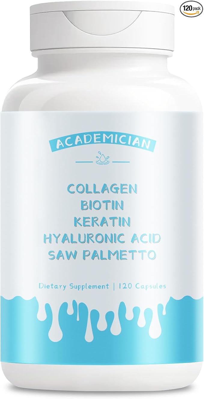 Collagen Capsules with Biotin Capsule Keratin Hyaluronic Acid Saw Palmetto Supplement - 120 Count