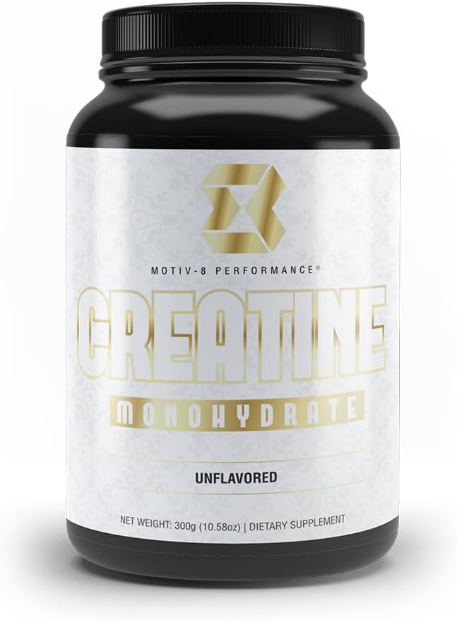 Motiv-8 Performance Pure Creatine Monohydrate Powder No Fillers Sodium or Sugar Supports Energy and Recovery (60 Servings Unflavored)