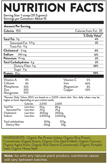 Hallelujah Diet Organic Essential Protein Powder - Pure - High in Protein and Minerals - 19.8oz (15 Servings)