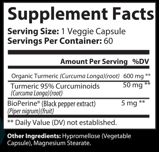 Turmeric Curcumin 650mg with BioPerine | Advanced Joint Heart &amp Anti-Aging Support | Non-GMO Gluten-Free Supplement 60 Servings