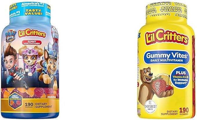 L'il Critters Paw Patrol &amp Gummy Vites Kids Multivitamin Gummies 190 Count Cherry Strawberry Orange Pineapple and Blueberry Flavors