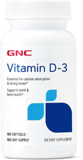 GNC Vitamin D3 50mcg Supplement Supports Teeth and Bone Health 180 Servings
