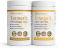 Turmeric Curcumin Capsules &amp Omega 3 Fish Oil Bundle – Turmeric 900mg with Curcuminoids &amp Black Pepper Extract with Omega 3 Fish Oil EPA DHA Softgels