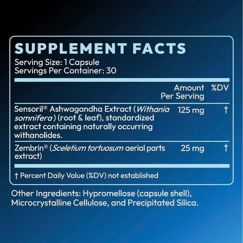 O'blossom Stress Release Ashwagandha Sensoril Zembrin Supplements – Clinically Studied Stress Relief with True Rapid Calm Mood Support in 2 Hours Cognitive Enhancement and Healthy Sleep Pattern