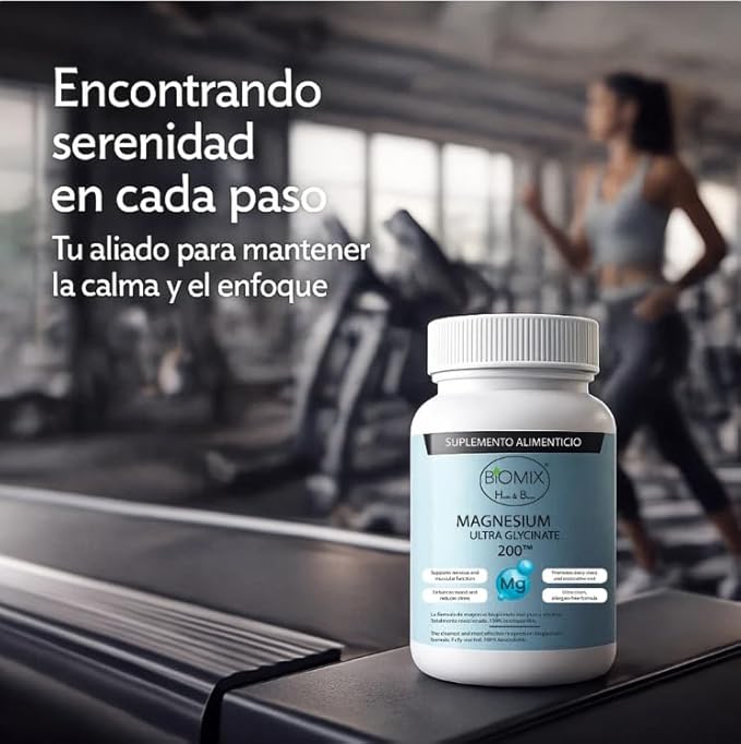 Biomix Magnesium Ultra Glycinate 200 – 200 mg Elemental Magnesium per Capsule – 90 Vegan DRcaps 45–90 Day Supply – Highly Bioavailable Gentle on Stomach No Oxide Gluten Free Non-GMO