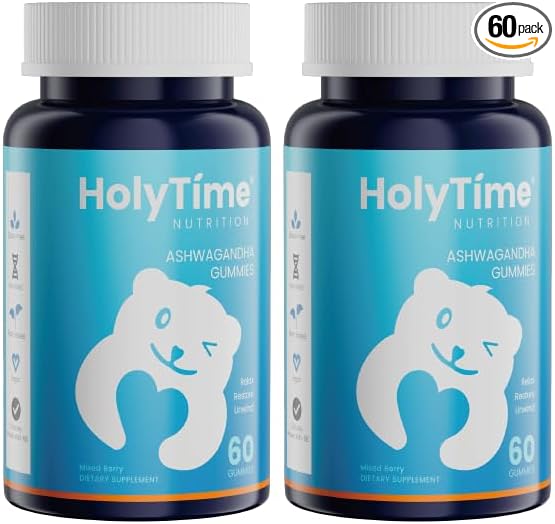 HolyTime Ashwagandha Gummies – 60 CountKSM-66 – Natural Herbal Blend for Everyday Balance – Plant-Based &amp Gluten-Free – Vegan Friendly &amp Daily Wellness Support