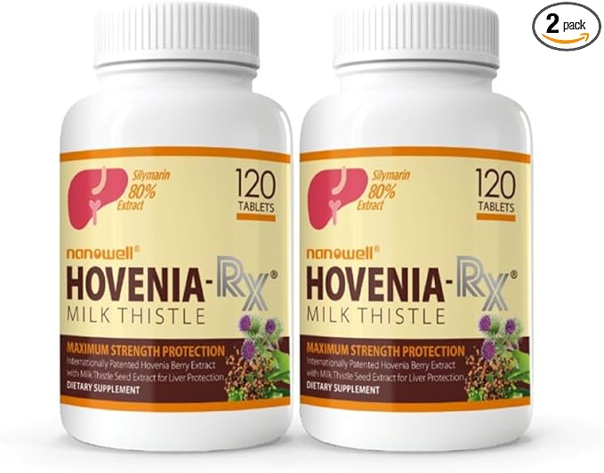 NANOWELL Hovenia-RX Milk Thistle 120 Tablets X 2 Bottles for 2 Month - Support Liver Health