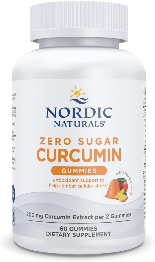 Nordic Naturals Zero Sugar Curcumin Gummies Mango - 60 Gummies - 200 mg Optimized Curcumin Extract - Great Taste - Antioxidant Support Healthy Metabolic Balance - Non-GMO Vegan - 30 Servings