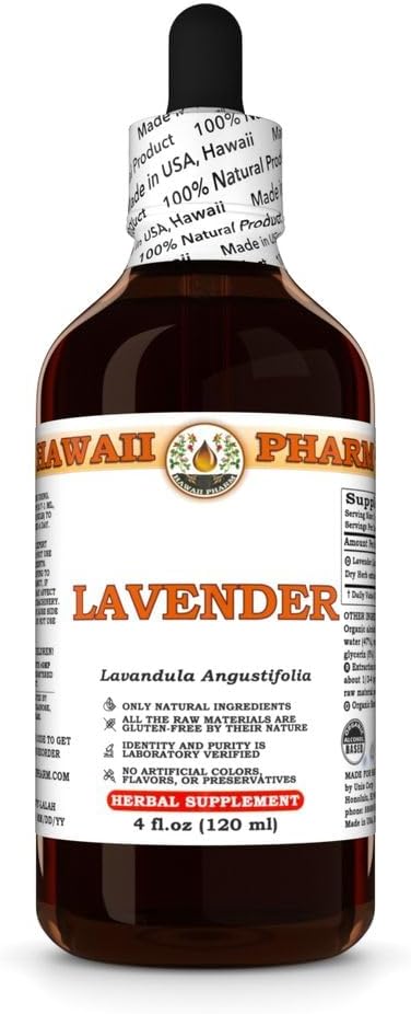 Lavender (Lavandula Angustifolia) Dry Herb Tincture Made in Hawaii Professional Grade Small Batch Raw Materials All Natural Vegan Pure Liquid Extract - 4 fl.oz