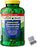Spring Valley Glucosamine Chondroitin Dietary Supplement Tablets Triple Strength Formula 340 Count + Dipaze Gift (Container)