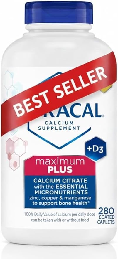 Citra Maximum Plus Calcium Citrate + Vitamin D3 Supplement Tablets 280 ct. Supports Bone Health &amp Strength - 5 Month Supply + Exclusive Tag and Wellness Guide by MEELTA
