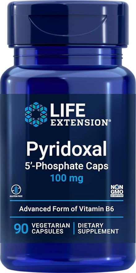Life Extension Pyridoxal 5-Phosphate Caps 100 mg P5P 90 Veg Capsules - Advanced Vitamin B6 Supplement