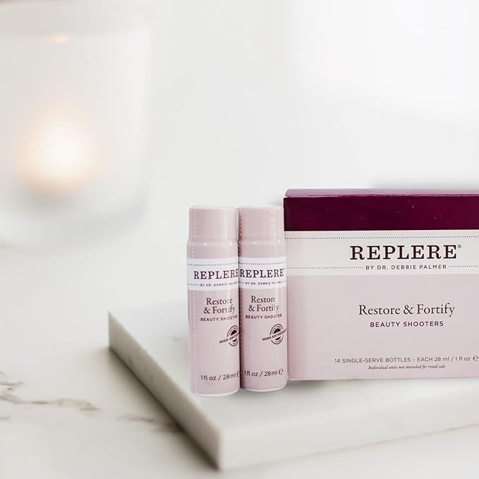 Replere Restore &amp Fortify Beauty Shooters – All-Natural Antioxidant Shots with Vitamin C Camu Camu Goji Acai Blueberry &amp Pomegranate – Supports Radiant Skin Energy &amp Wellness – 14 ct