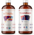 LIQUIDHEALTH Mega Energy B-Complex &amp Neurologic Nootropic Liquid Supplement Bundle for Adults - Increase Natural Energy Levels Improve Memory Alertness &amp Focus Boost Mood - Vegan Non-GMO