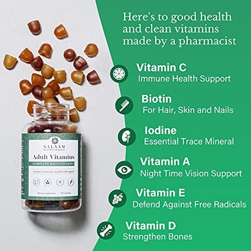 Salaam Nutritionals - Adult Multivitamins Vitamin Gummies for Women and Men Multivitamins for Adults with 11 Essential Vitamins and Minerals 90 Count 2 Packs
