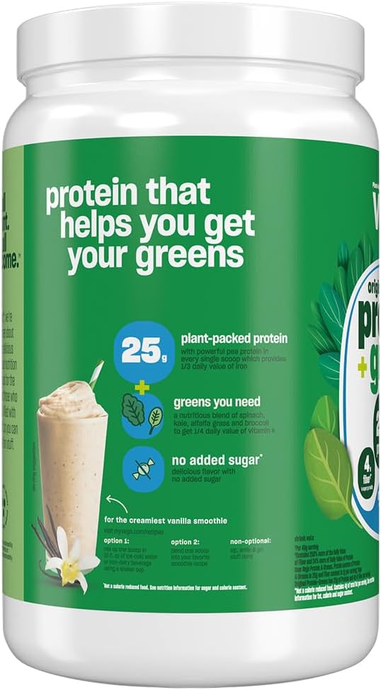 Vega Protein and Greens Protein Powder Vanilla - 20g Plant Based Protein Plus Veggies Vegan Non GMO Pea Protein for Women and Men 1.3 lbs