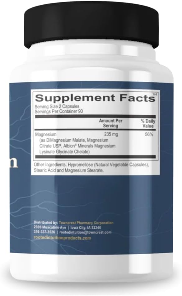 Tri-Magnesium Chelate - 3-Form Highly Absorbable Magnesium for Muscle Relaxation Energy &amp Heart Support | Gentle on Stomach | Non-GMO Gluten Free | 60 Capsules