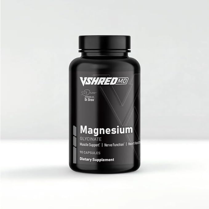 V Shred MD Magnesium Glycinate – Dr. Drew Approved Stress &amp Sleep Support – Formulated for Relaxation Energy Muscle Comfort &amp Nervous System Balance – 90 Capsules