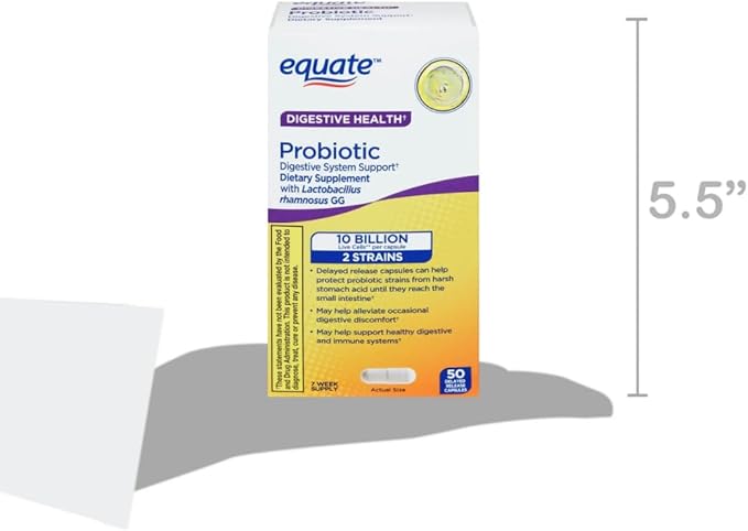 Equate Probiotic Delayed-Release Capsules 10 Billion CFU with L. rhamnosus GG 50 Count Sticker