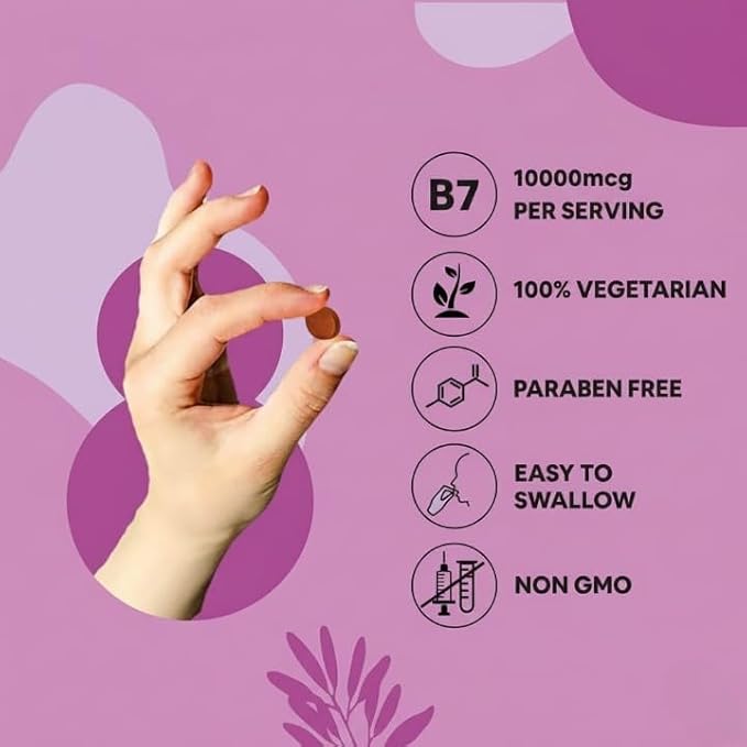 Biotin 10000mcg for Hair Growth Skin &amp Nails – 60 Veg Tablets