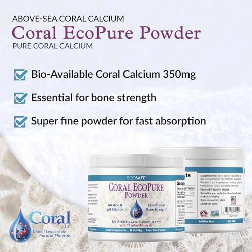 Coral Ecopure Powder Coral Calcium Powder Supplement with Coral Minerals - 16 Ounces