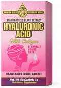 Hyaluronic Acid with Collagen – Suplemento Natural Premium | Rejuvenates Inside &amp Out for Piel Eternamente Joven | Standardized Plant Extract | 60 Capletas 1g