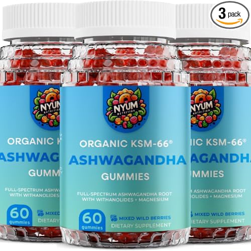 NYUM Nutrition™ Organic KSM-66 Ashwagandha Gummies 3-Pack Mixed Wild Berries