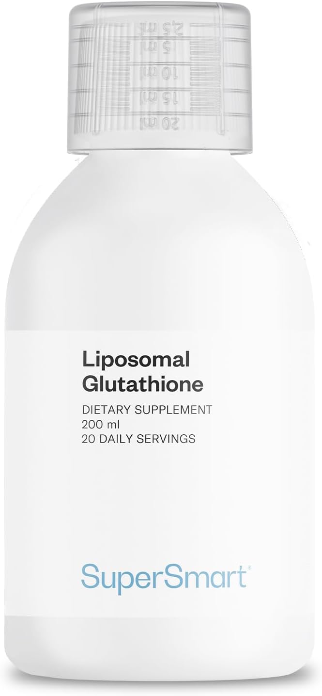 Supersmart - Liposomal Glutathione Liquid 900mg per Day (High Potency) - Highly Bioavailable Form of Glutathione - Enhanced Antioxidant with Vitamin C | Non-GMO &amp Gluten Free - 200ml - 20 Servings