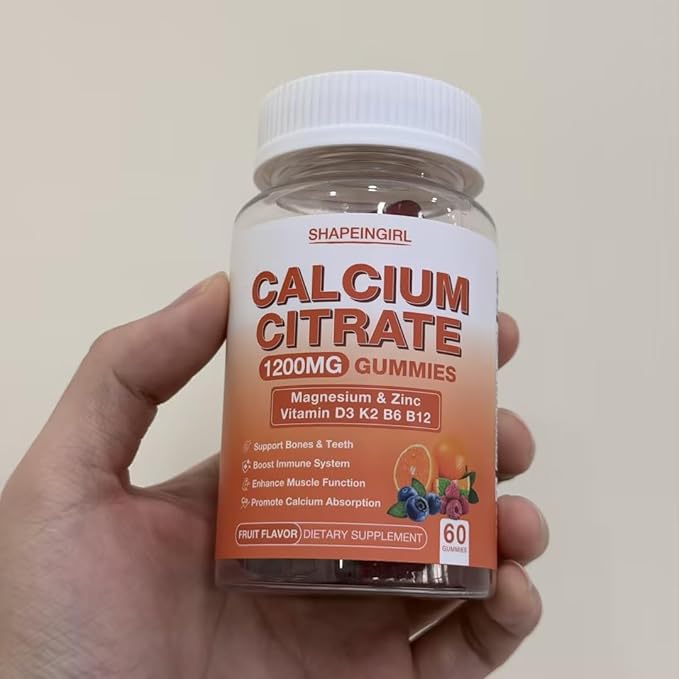 1200mg Calcium Citrate with Vitamin D3 K2 B6 &amp B12 Calcium Supplements for Women &amp Men Plus Magnesium Zinc for Bones Muscle &amp Immune Support High Absorption Fruit Flavor 120 Calcium