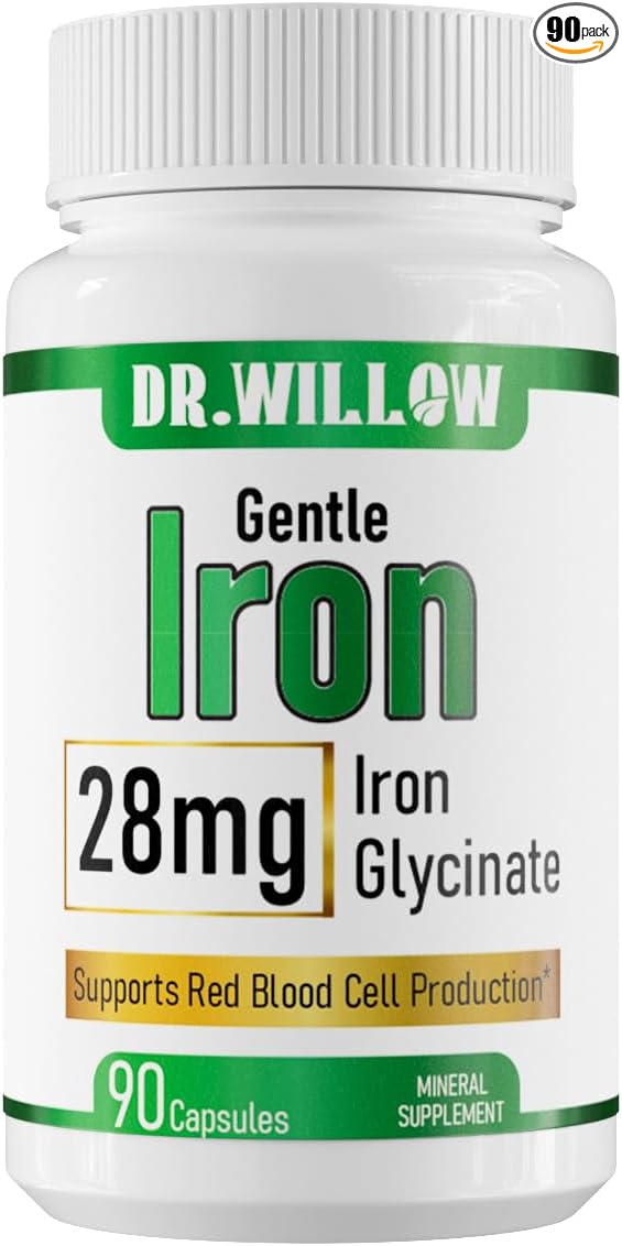 Gentle Iron Ideal for Sensitive Stomachs Non-Constipating Red Blood Cell Supplement Non GMO Vegan Gluten-Free Dairy Free 90 Capsules