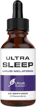 Ultra6 Nutrition Melatonin Drops with Valerian Root - Liquid Melatonin Sleeping Supplement with 5 HTP &amp Passion Flower - A Liquid Sleep Aid Strength Blend for Adults