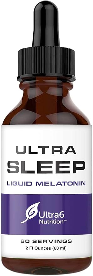 Ultra6 Nutrition Melatonin Drops with Valerian Root - Liquid Melatonin Sleeping Supplement with 5 HTP &amp Passion Flower - A Liquid Sleep Aid Strength Blend for Adults